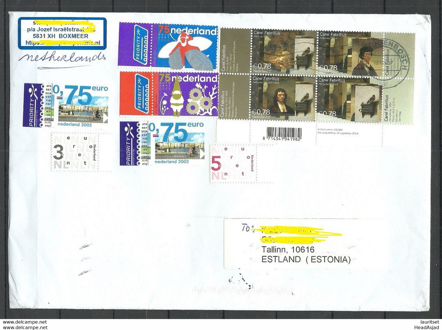 NETHERLANDS Nederland Niederlande 2021 Cover To Estonia C. Fabritius Art Kunst Etc. - Brieven En Documenten