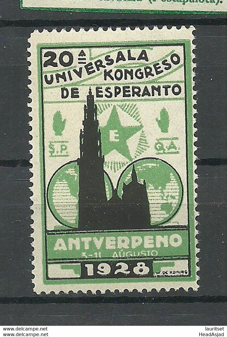 ESPERANTO 1928 Netherlands Vignette Poster Stamp Esperanto Congress Antverpen MNH - Esperanto