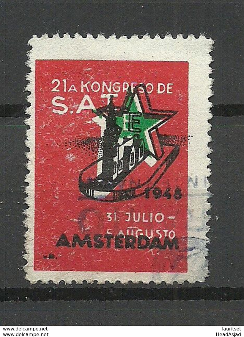 ESPERANTO 1948 Netherlands Vignette Poster Stamp Congress Amsterdam O - Esperanto