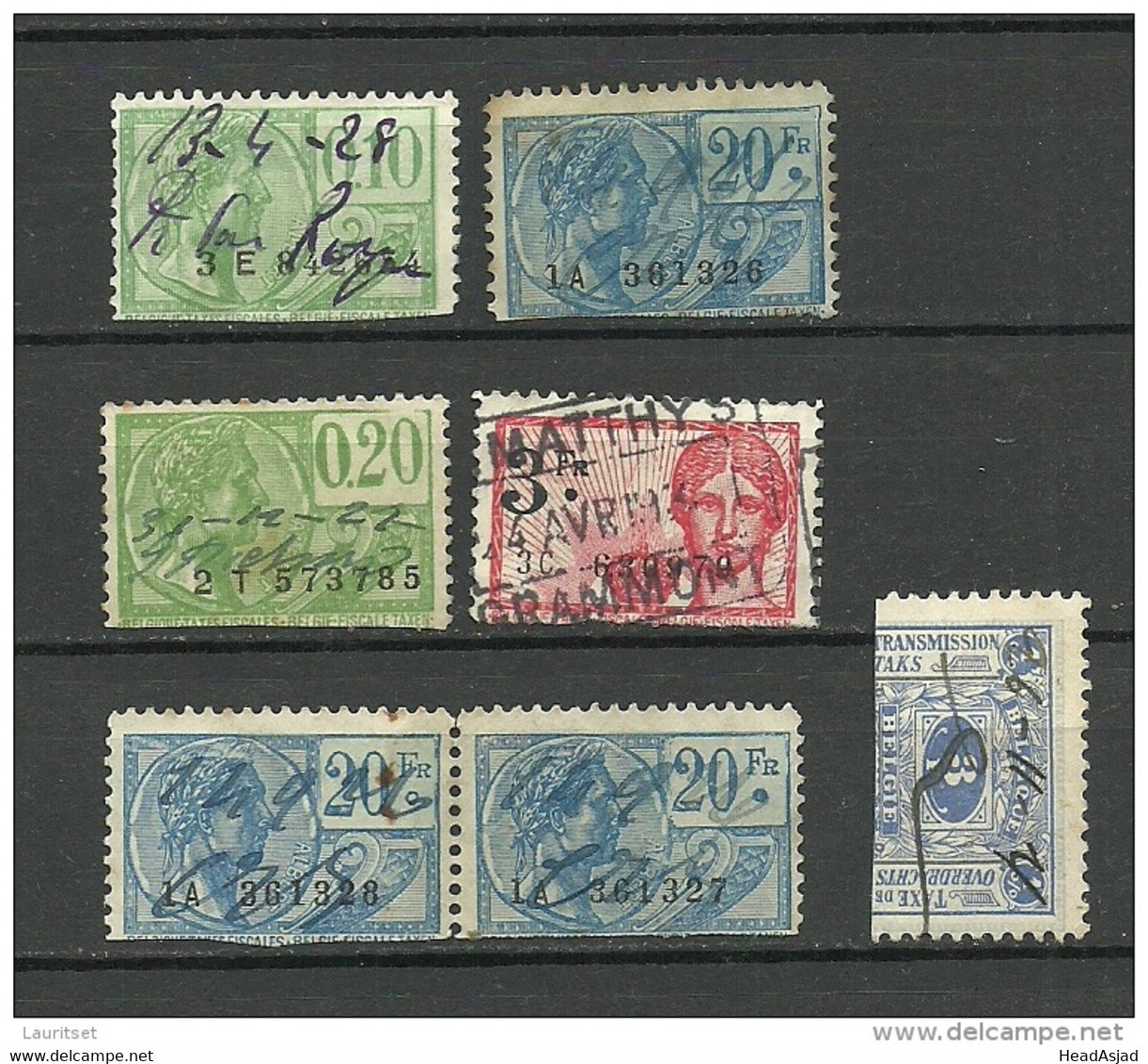 BELGIEN Belgium O Revenue Fiscal Tax Steuermarken - Stamps