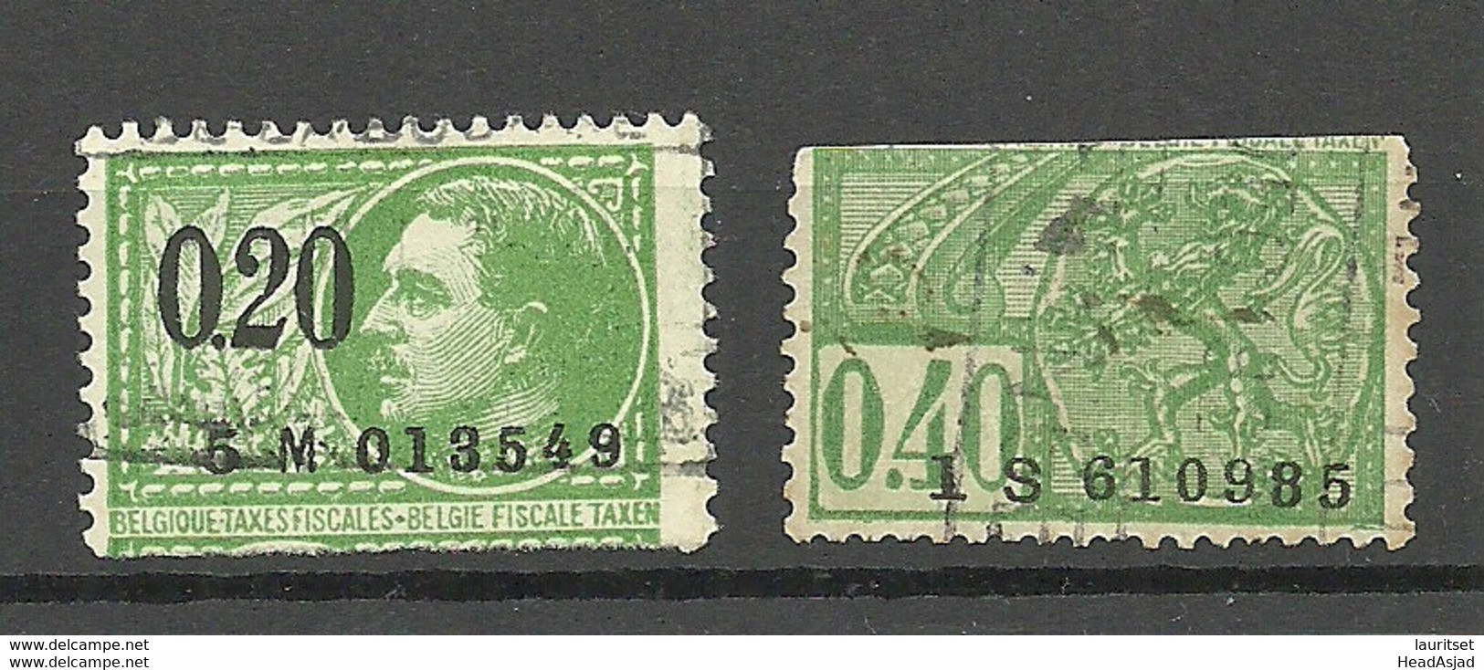 BELGIEN Belgium Revenue Tax Taxes Fiscales, 2 Stamps, O - Stamps