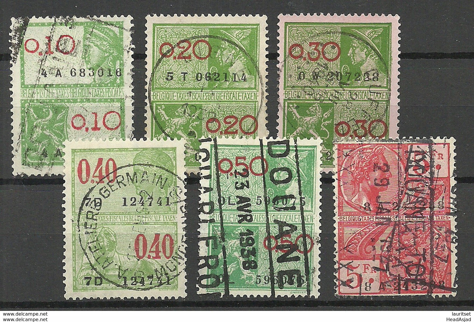 BELGIEN Belgium Revenue Fiscal Tax Steuermarken O - Postzegels