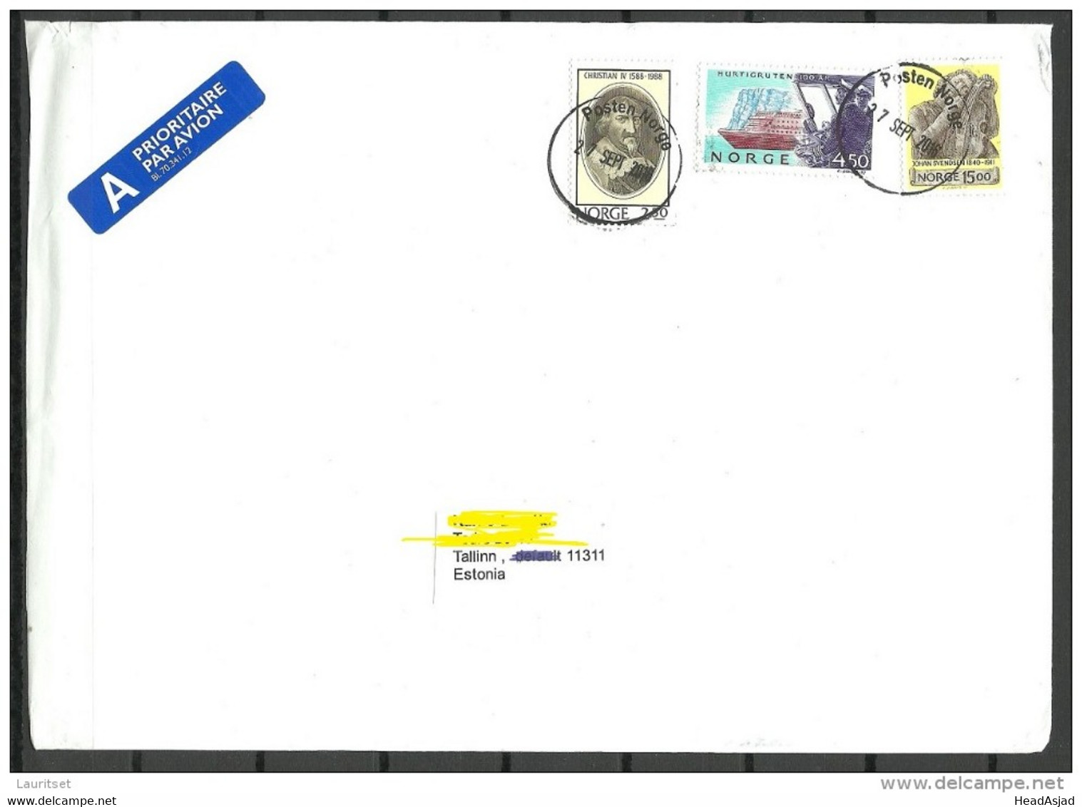 NORWAY Norwegen 2016 Letter To Estonie - Covers & Documents