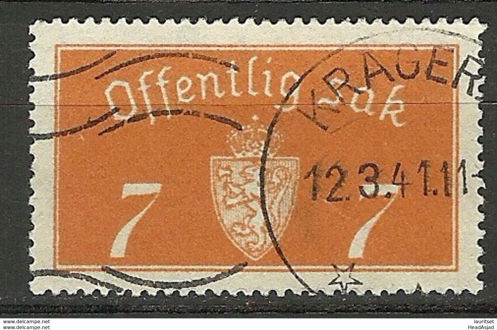 NORWAY Norwegen 1933 Dienstmarke Michel 11 O - Fiscale Zegels