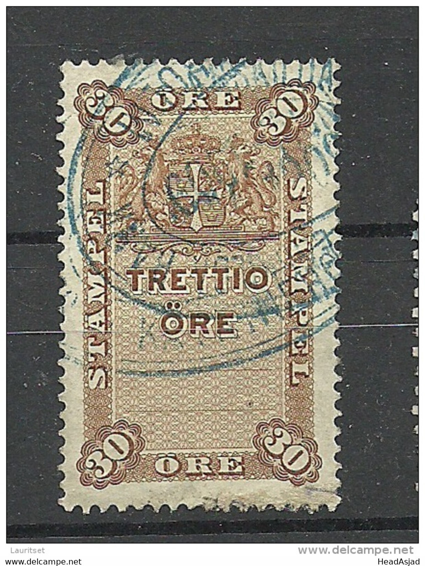 SCHWEDEN Sweden Ca 1895 Stempelmarke Revenue Tax 30 öre O - Steuermarken