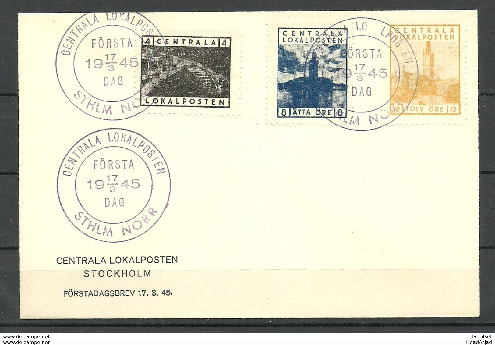 SCHWEDEN Sweden 1945 FDC Local Post Stockholm Nord Lokaler Stadtpost - Lokale Uitgaven