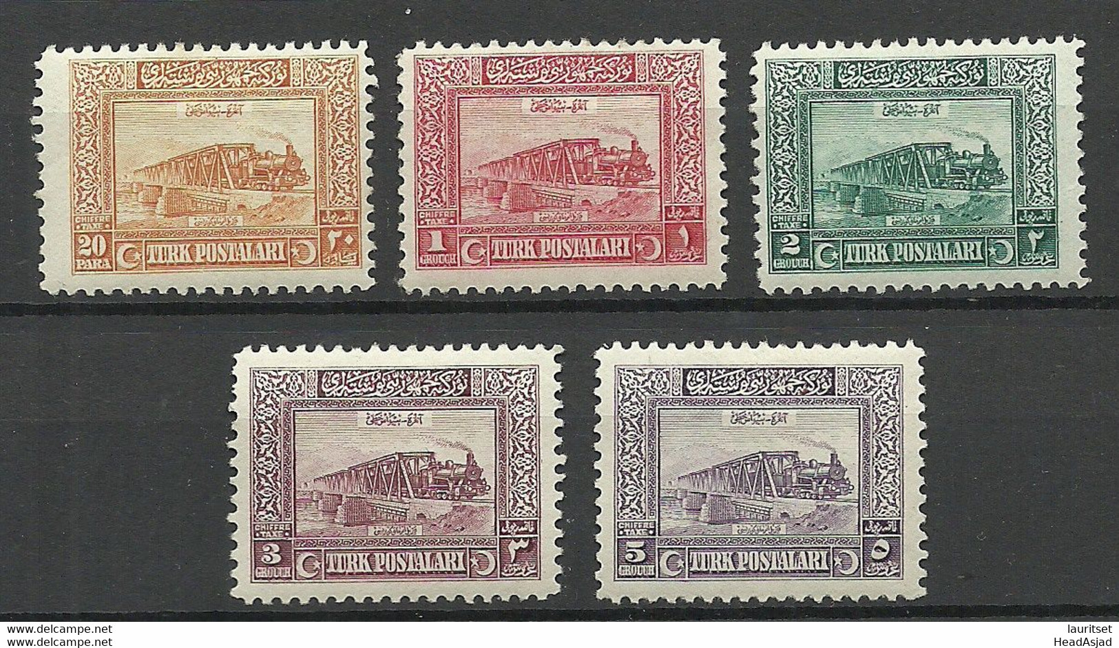 TÜRKEI Turkey 1926 Michel 52 - 56 Porto Postage Due Chiffre-Taxe * - Timbres-taxe