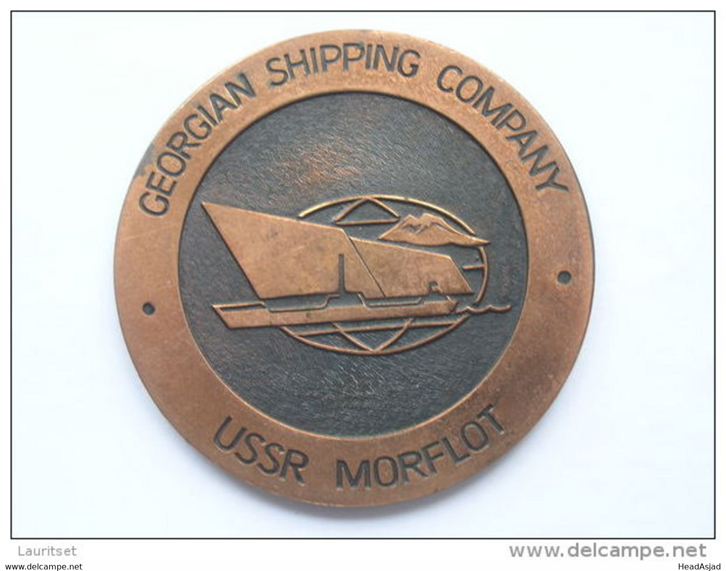 Soviet Union Ca 1980 Georgian Shipping Company Schiff Ship Table Medaille Diam 6 Cm - Elongated Coins