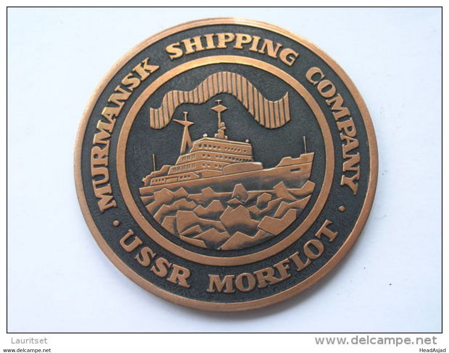 Soviet Union Ca 1980 Murmansk Shipping Company Schiff Ship Table Medaille Diam 6 Cm - Monete Allungate (penny Souvenirs)