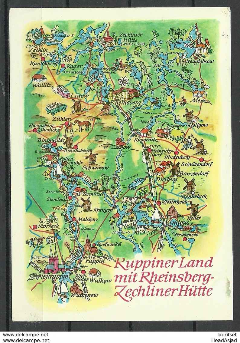 Deutschland DDR 1986 Ruppiner Land Mit Rheinsberg-Zechliner Hütte (gesendet 1998, Mit Briefmarke) - Rheinsberg