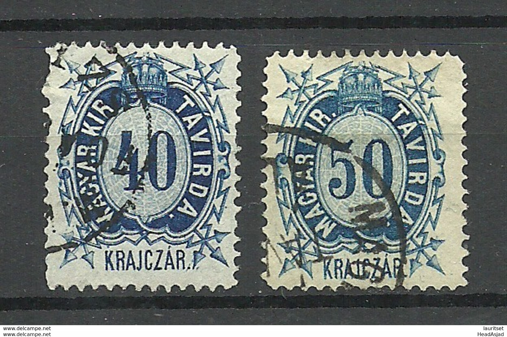 UNGARN HUNGARY 1874 Telegraphmarke Michel 15 - 16 O - Telegraphenmarken
