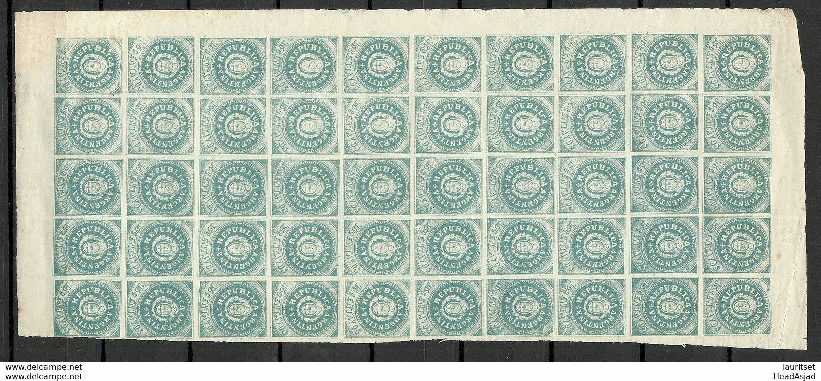 ARGENTINA 1862/1864 Michel 7 As 50-block (*) New Print Nachdruck? - Unused Stamps