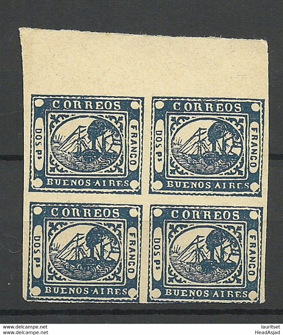 ARGENTINA 1858 Local Issue Buenos Aires Michel 1 As 4-block (*) - Buenos Aires (1858-1864)