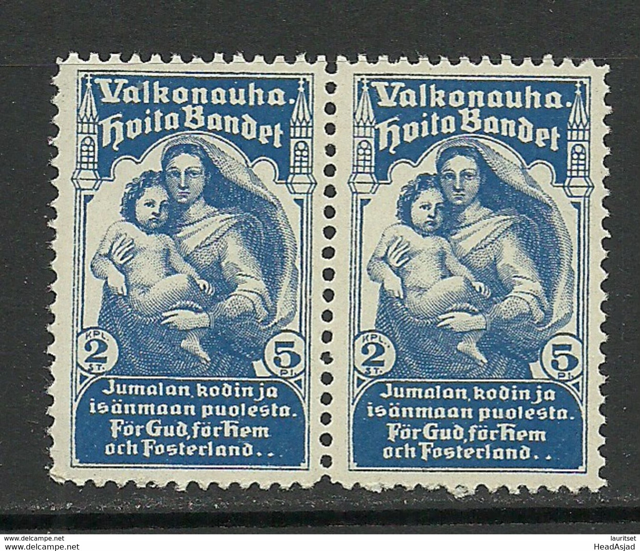 FINLAND FINNLAND Suomi Ca 1905 Charity Wohlfahrt White Ribbon Hvita Bandet Valkonauha In Pair MNH - Neufs