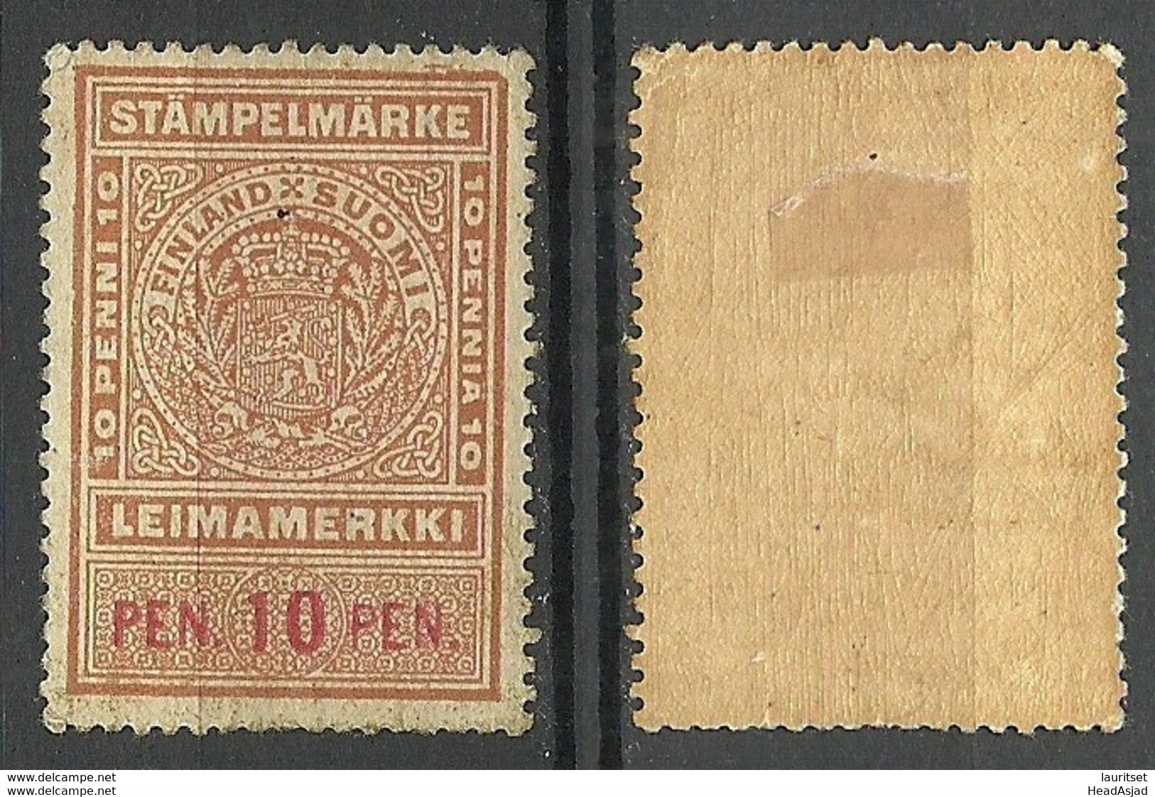 FINLAND FINNLAND Steuermarken Revenue Tax 10 Pen * - Steuermarken