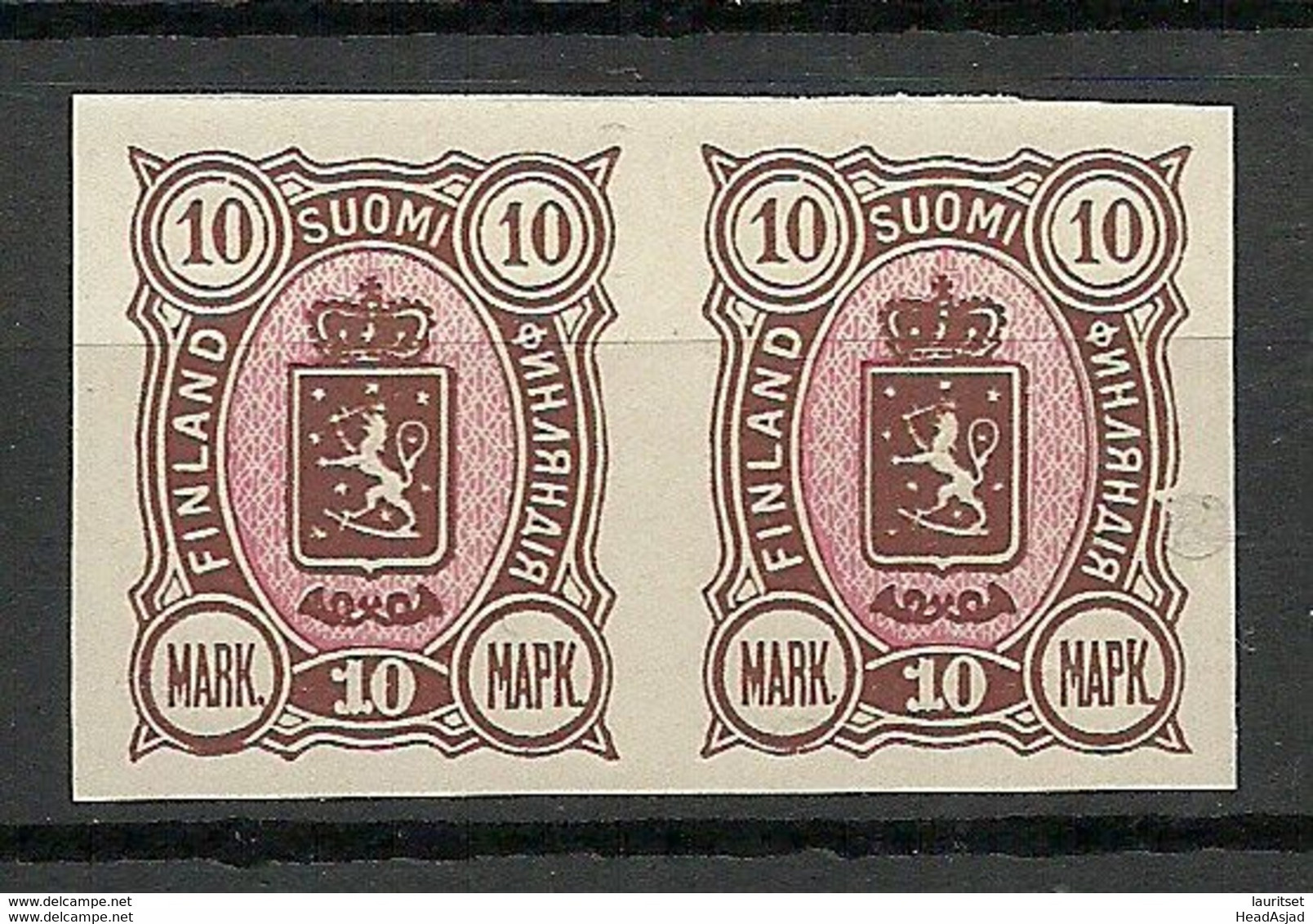 FINLAND FINNLAND 1885 Michel 34 Imperforate Proof Probedruck As Pair MNH (no Gum As Issued) - Neufs