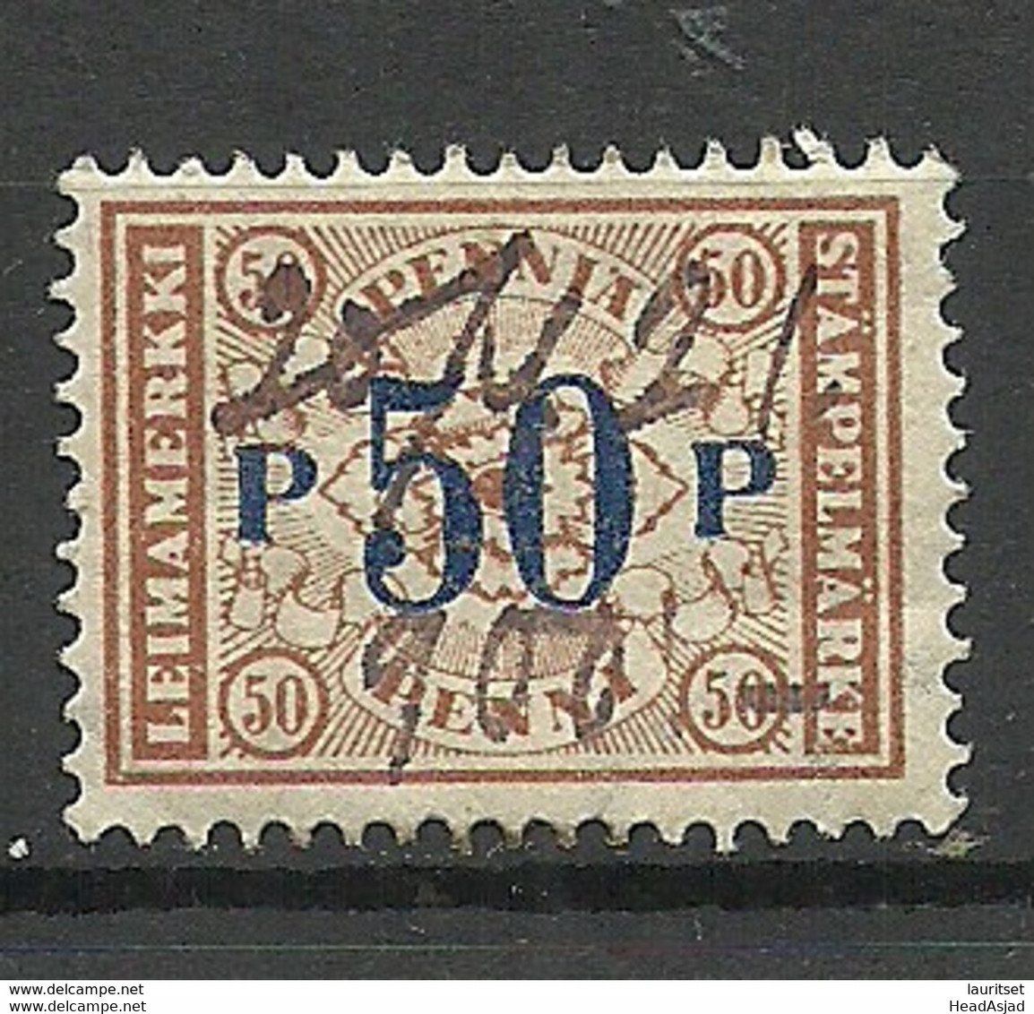 FINLAND FINNLAND O 1921 Steuermarke Revenue Tax Stempelmarke Documentary 50 Pen O - Revenue Stamps