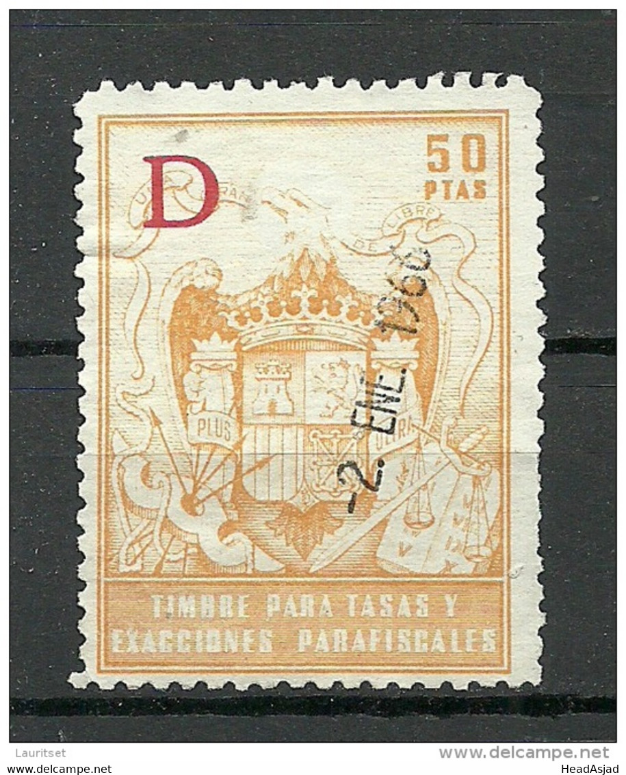SPAIN Spanien Espana O 1966 Tax Revenue 50 Ptas - Fiscal-postal
