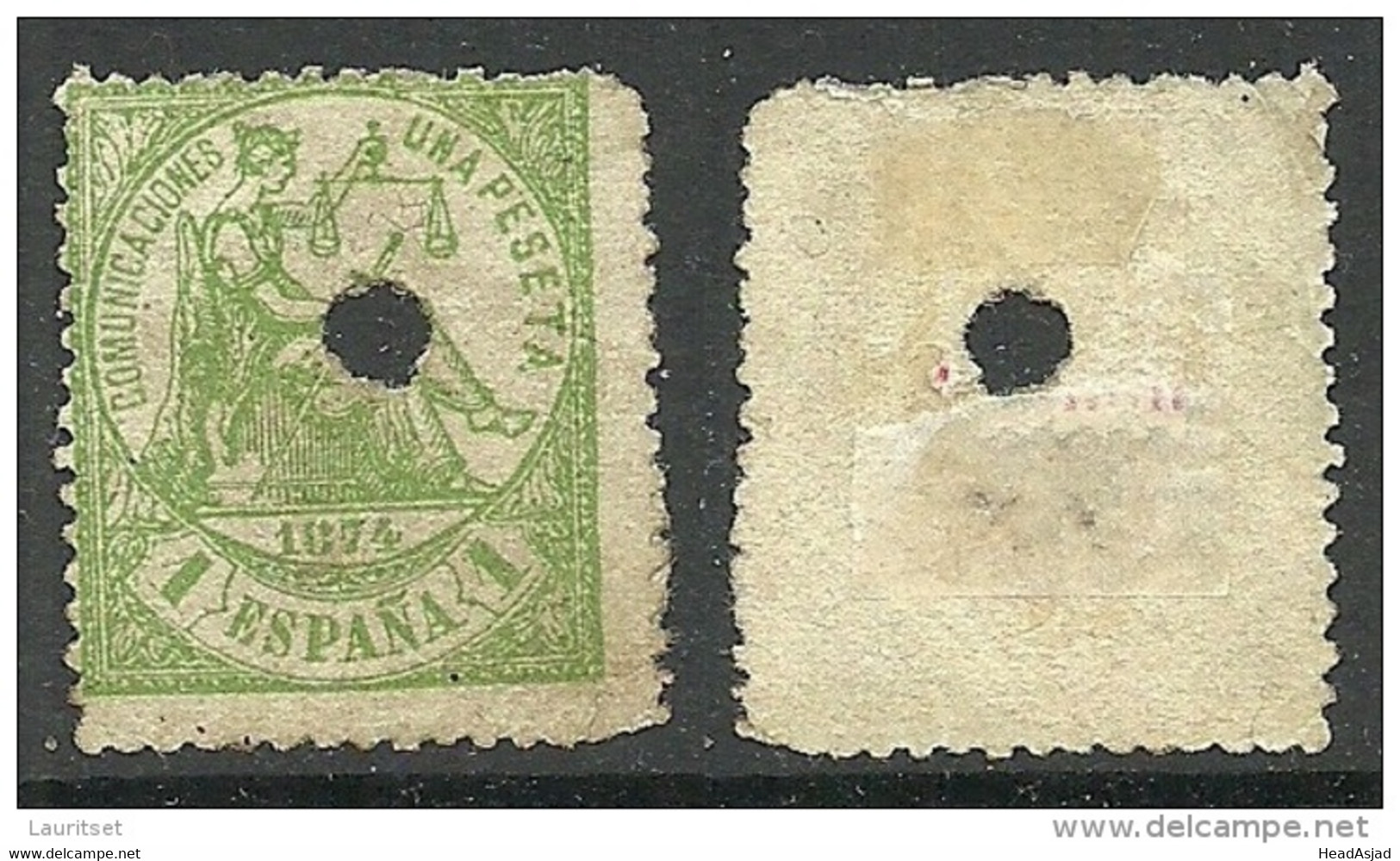SPAIN Spanien Espana 1874 Michel 142 With Perfin (*) - Unused Stamps