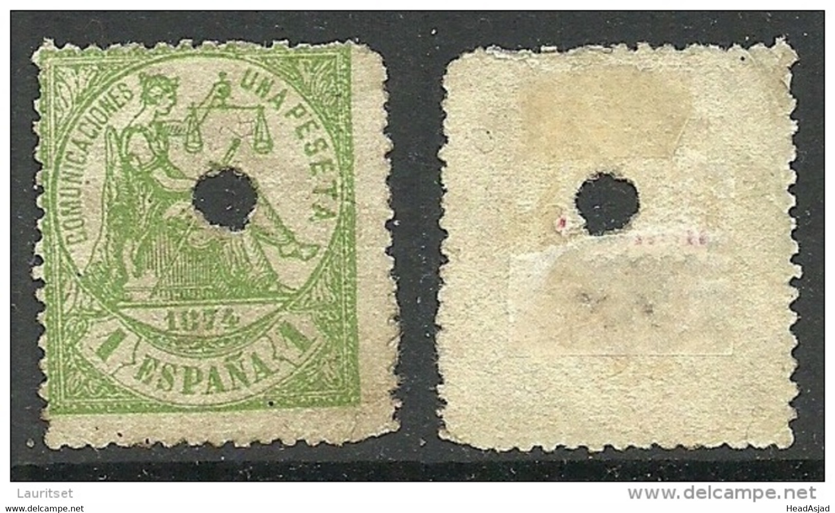 SPAIN Spanien Espana 1874 Michel 142 With Perfin (*) - Nuovi