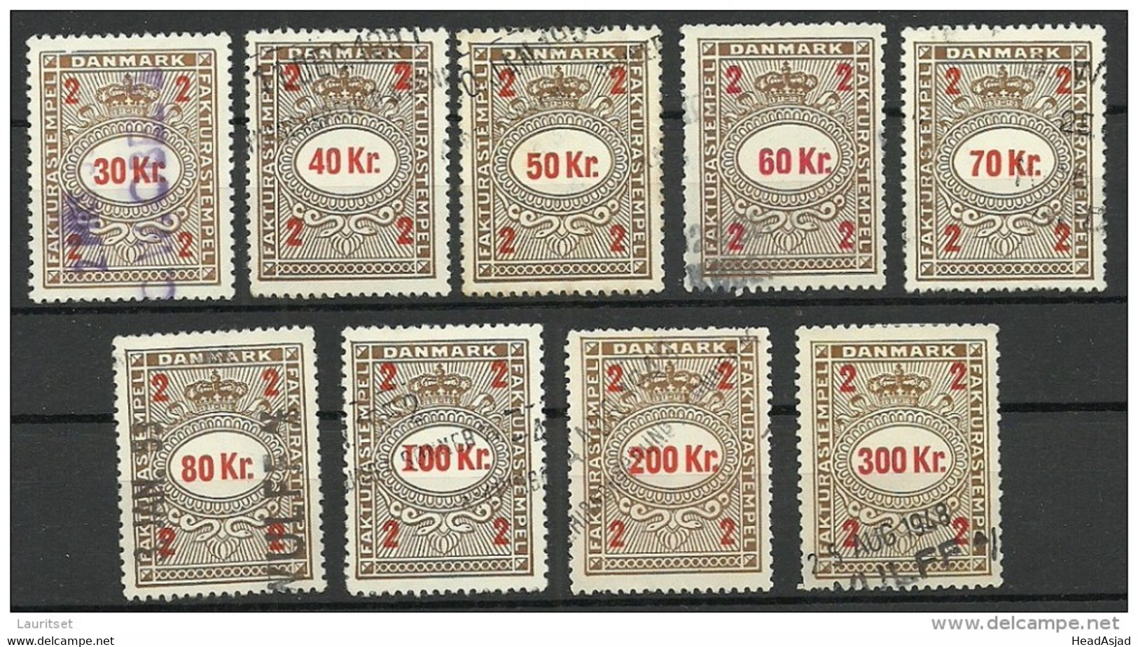 DENMARK Dänemark 1946 Fakturastempel Tax Steuermarken O - Revenue Stamps