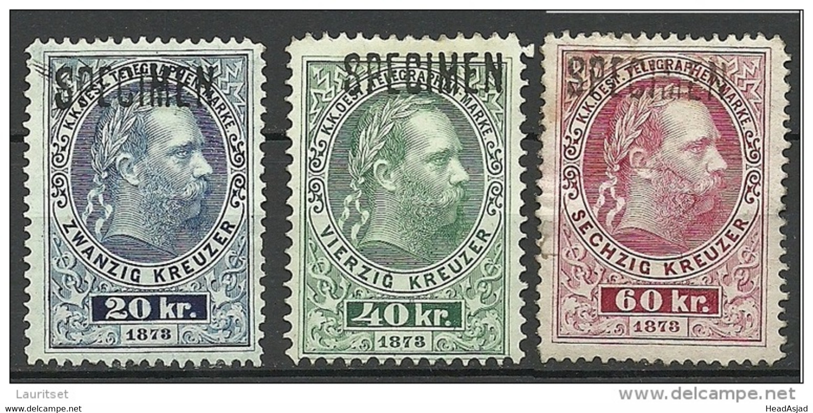 Österreich Austria 1873 Keiser Franz Joseph Telegraphenmarken Muster Specimen (*) - Télégraphe