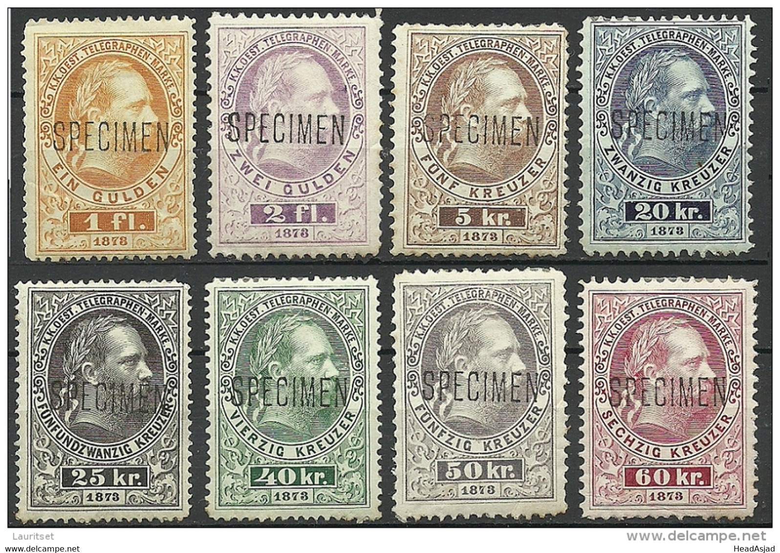 Österreich Austria 1873 Keiser Franz Joseph Telegraphenmarken Muster Specimen - Telegraphenmarken