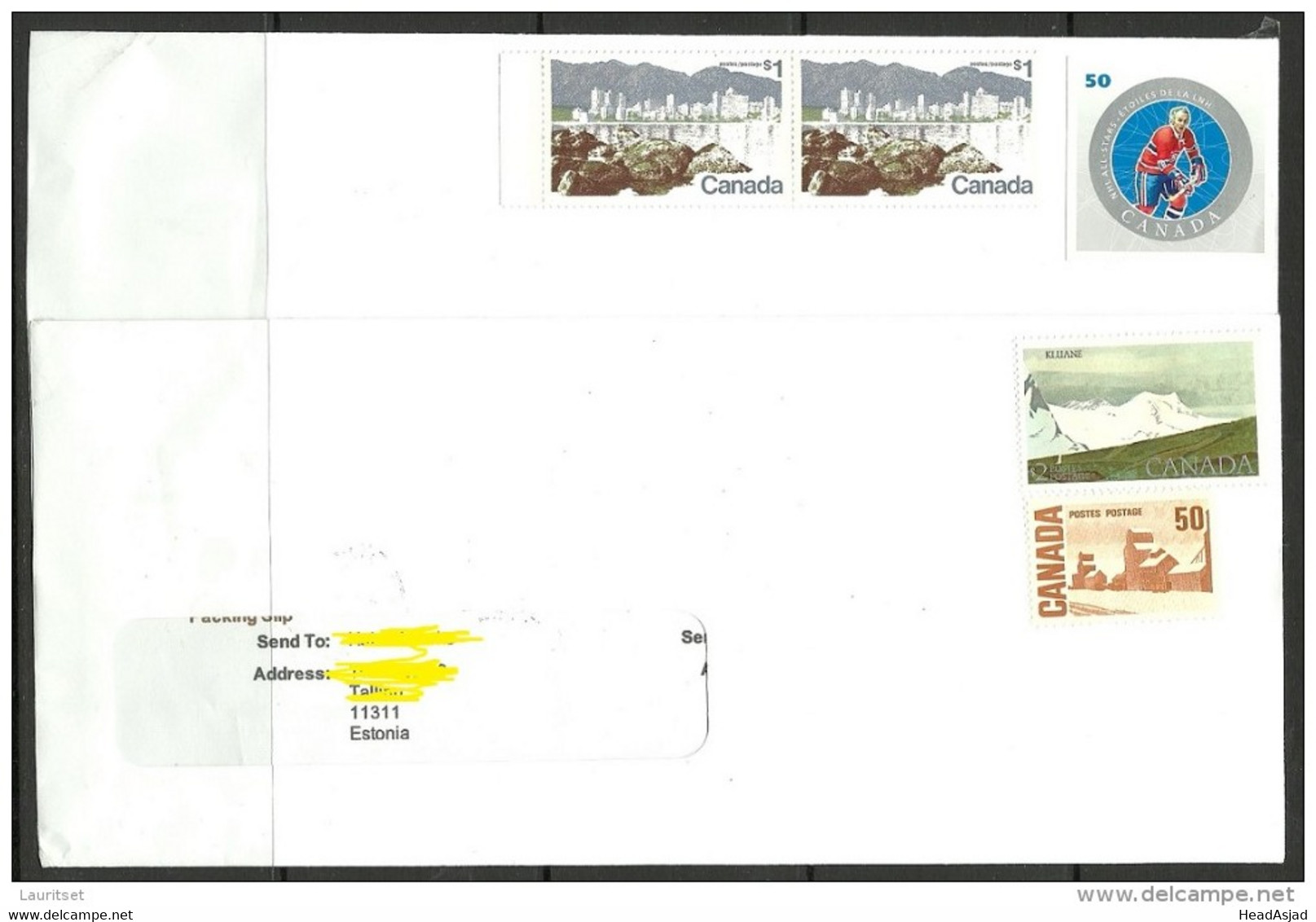 KANADA Canada 2015 = 2 Letters To Estonia With Uncancelled/mint Stamps Isehockey Etc - Covers & Documents