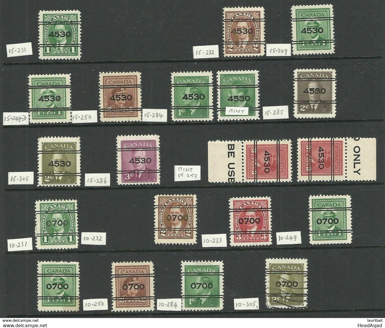 Canada Big Lot Pre-cancel Stamps "4530" And "0700" - Vorausentwertungen