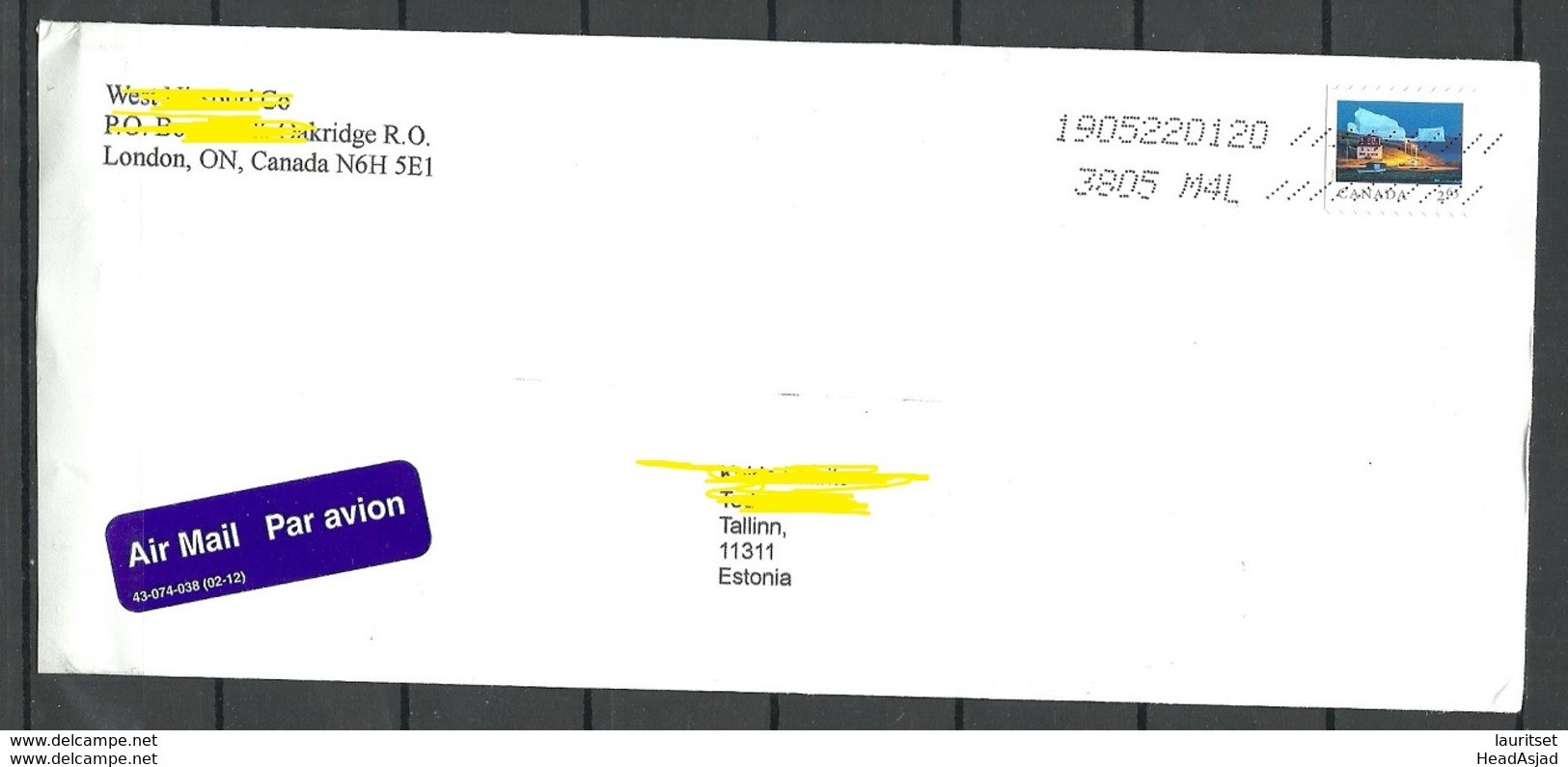 KANADA Canada Letter 2019 To Estonia - Storia Postale