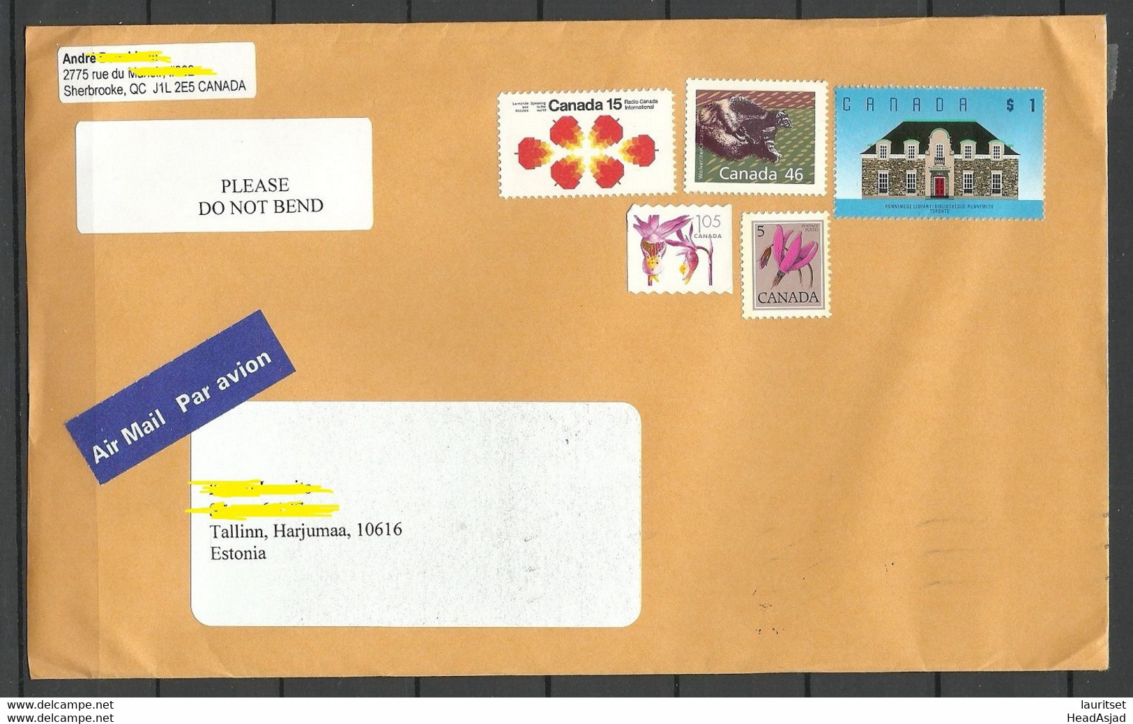 CANADA Kanada 2020 Air Mail Cover To Estonia With Nice Stamps (remained Uncancelled/mint) - Briefe U. Dokumente