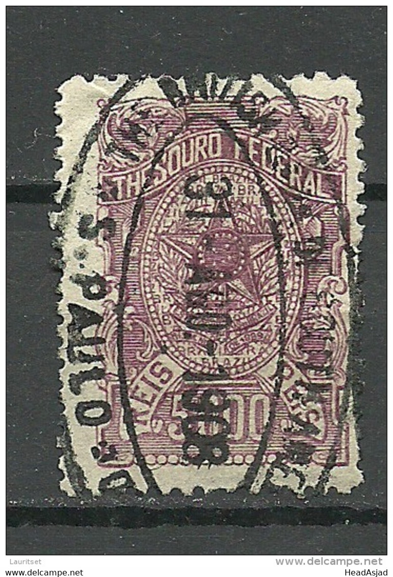 BRAZIL Brazilia 0 1908 Old Revenue Tax Fiscal Stamp Thesoro Federal 5000 Reis O - Strafport