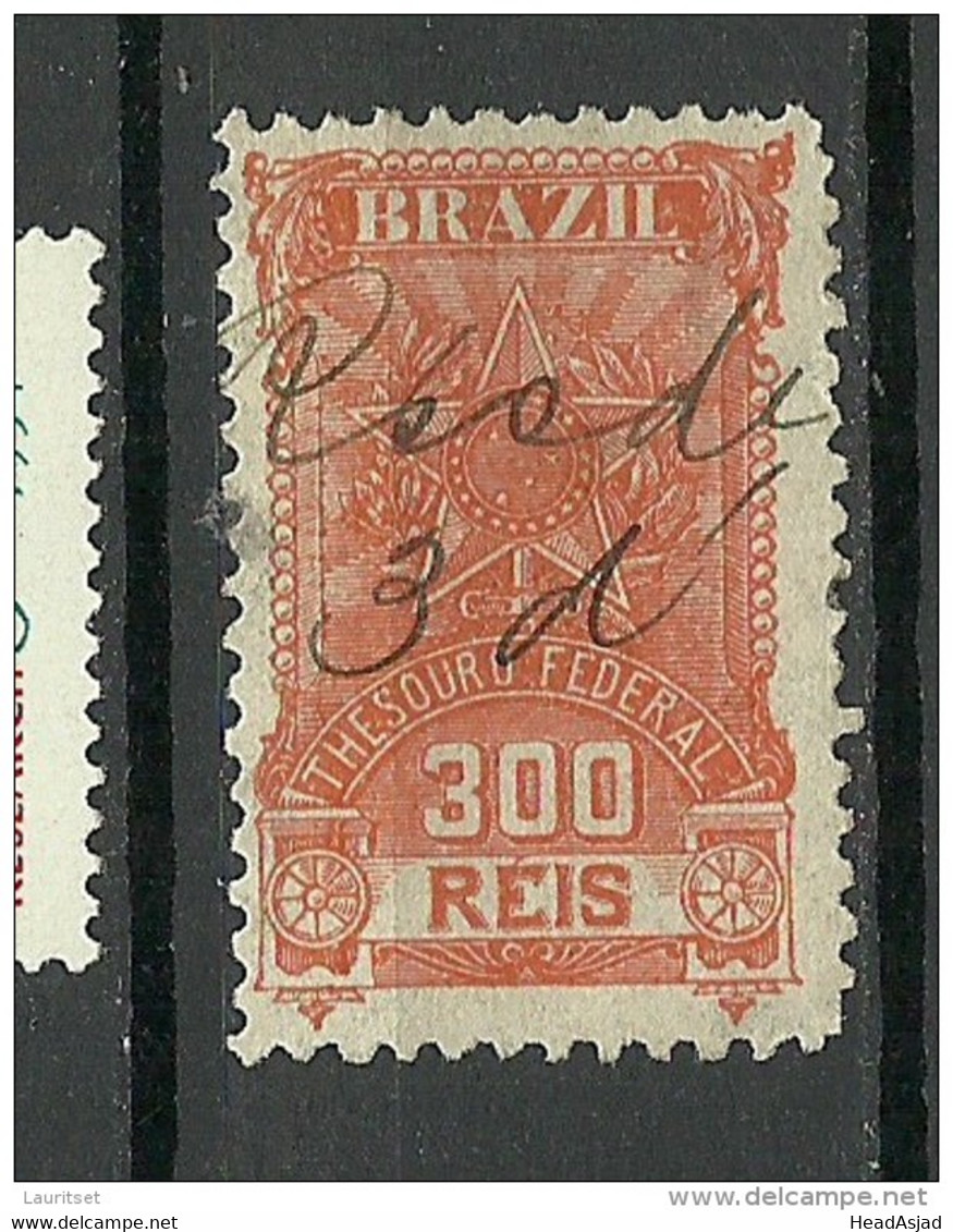 BRAZIL Brazilia Revenue Tax Fiscal Stamp Thesouro Federal 300 Reis O - Postage Due