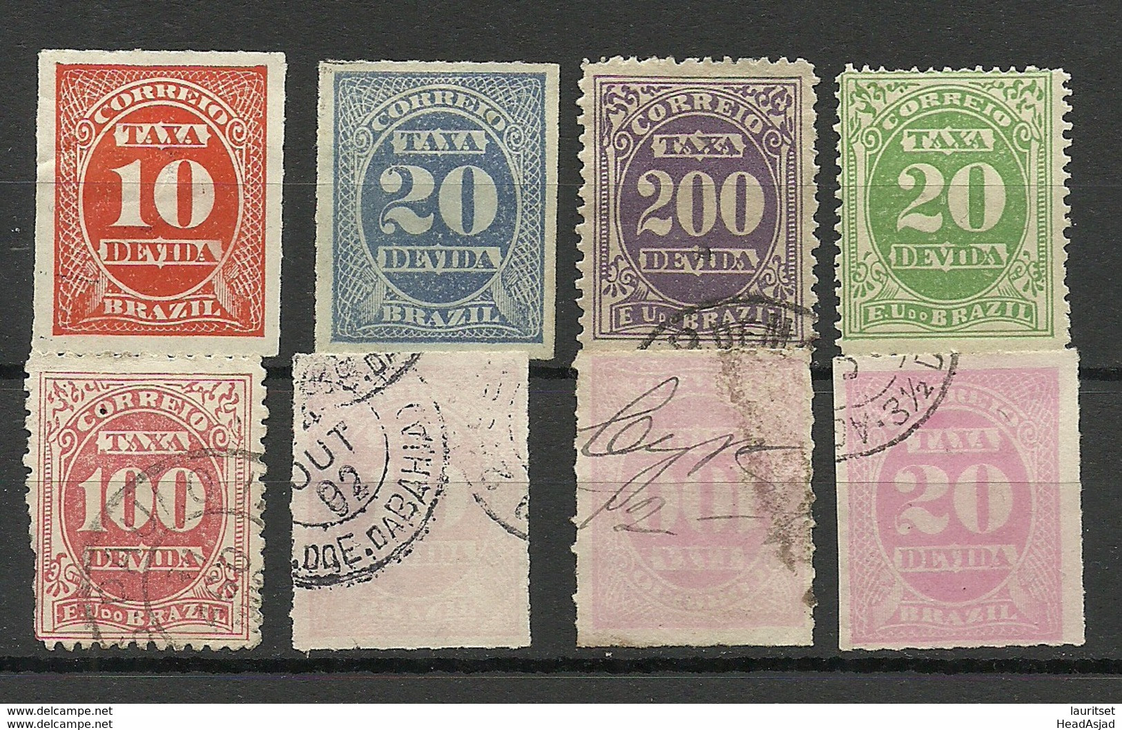 BRAZIL Brazilia 1890/1905 Lot Revenue Tax Fiscal Stamps Taxa Devida Portomarken Mint & Used - Timbres-taxe