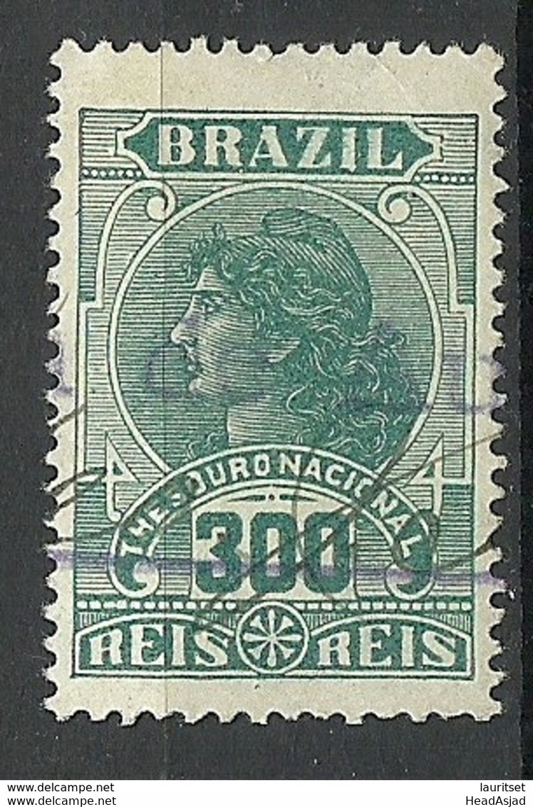 BRAZIL Brazilia Ca 1915 Revenue Tax Fiscal Stamp Thesouro National 300 Reis O - Service