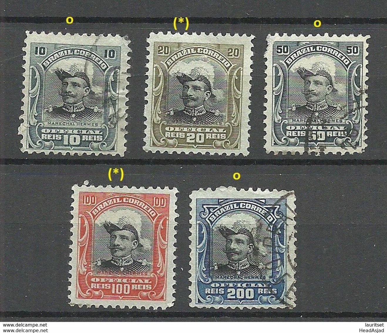 BRAZIL Brazilia 1913 Michel 14 - 18 Dienstmarken Service Official President Fonseca O/(*) - Dienstmarken