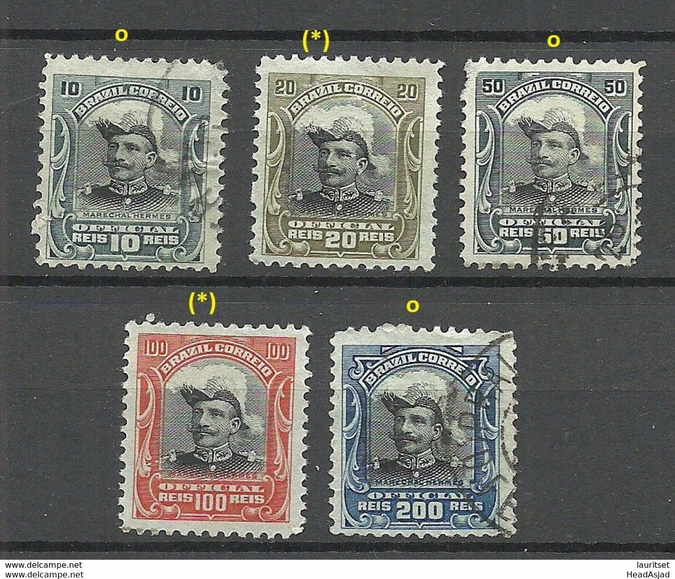 BRAZIL Brazilia 1913 Michel 14 - 18 Dienstmarken Service Official President Fonseca O/(*) - Service