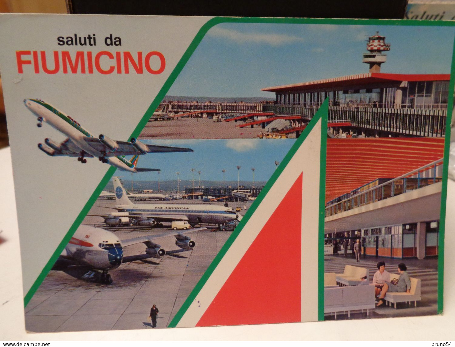 Cartolina Saluti Da Fiumicino Prov Roma  1975 Alitalia - Transportmiddelen