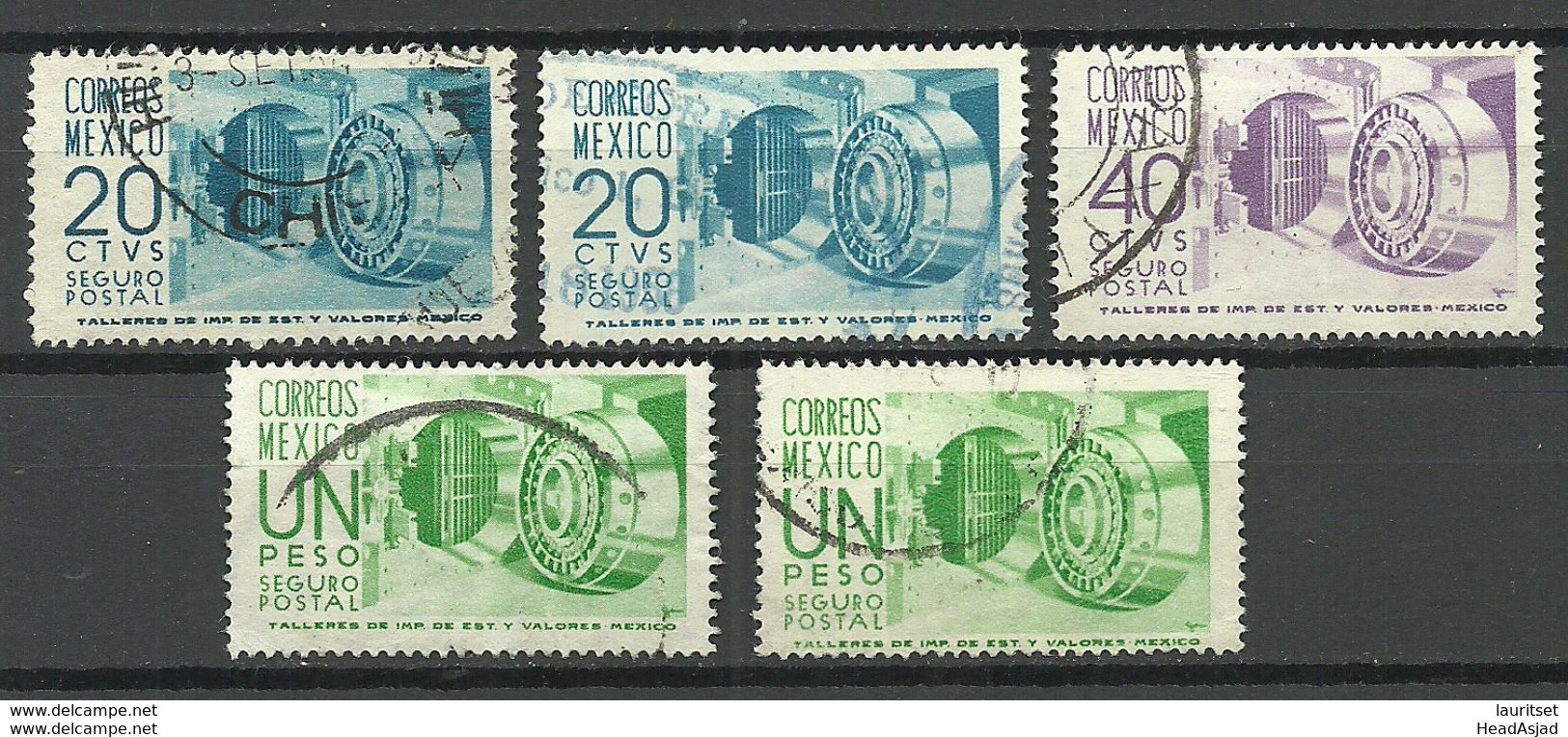 MEXICO 1950/67 Postversicherung- Zuschlagsmarken O - Mexico