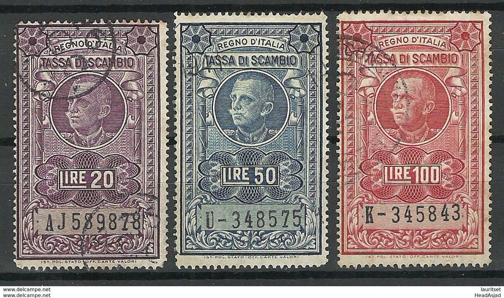 ITALIA ITALY Revenue Tax Fiscal Tassa Di Bollo Tassa Di Scambio O - Revenue Stamps