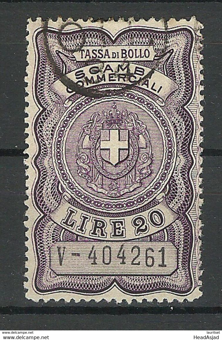 ITALIA ITALY Revenue Tax Fiscal Tassa Di Bollo 20 Lire O - Revenue Stamps