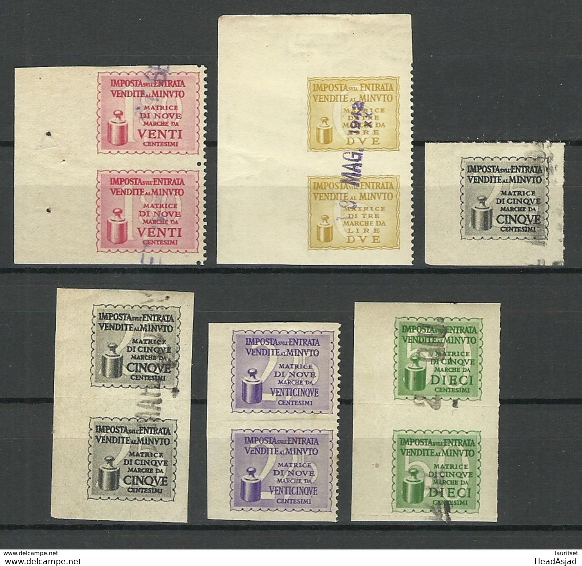 ITALIA ITALY Revenue Tax Fiscal Stamps - Fiscales