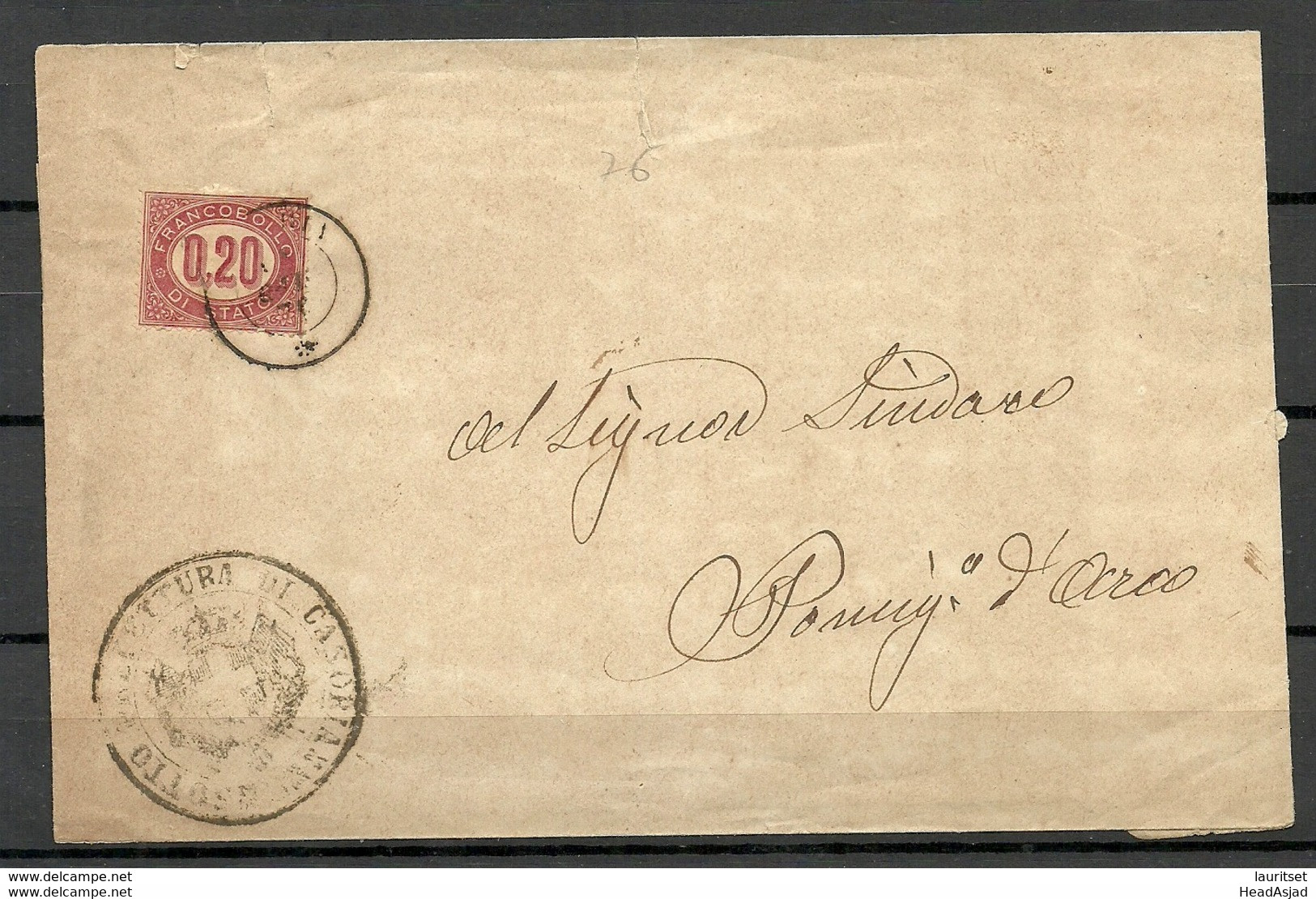 ITALY 1878 Cover Michel 3 Duty Stamp Official As Single - Dienstzegels