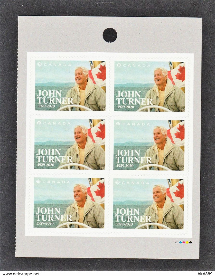 2021 Canada Politics Liberal Party Former Prime Minister John Turner Full Pane Of 6 From Booklet MNH - Heftchenblätter