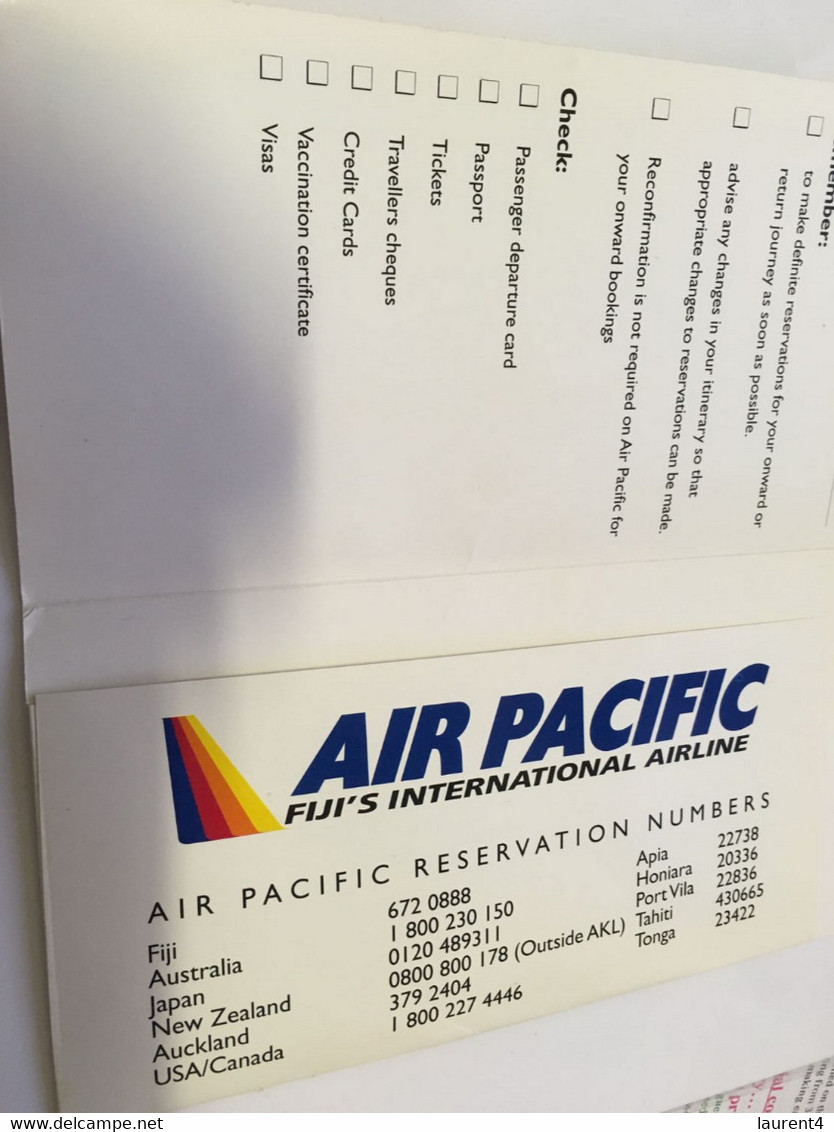 (RR 22) Air Pacific (ticket Holder) With 2 Luggage Tag + Immigration Card + Stickers (as Seen) - Baggage Labels & Tags