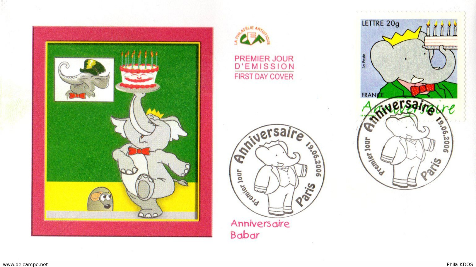 " BABAR " Sur Enveloppe 1er Jour De 2006. N° YT 3927. FDC - Fumetti