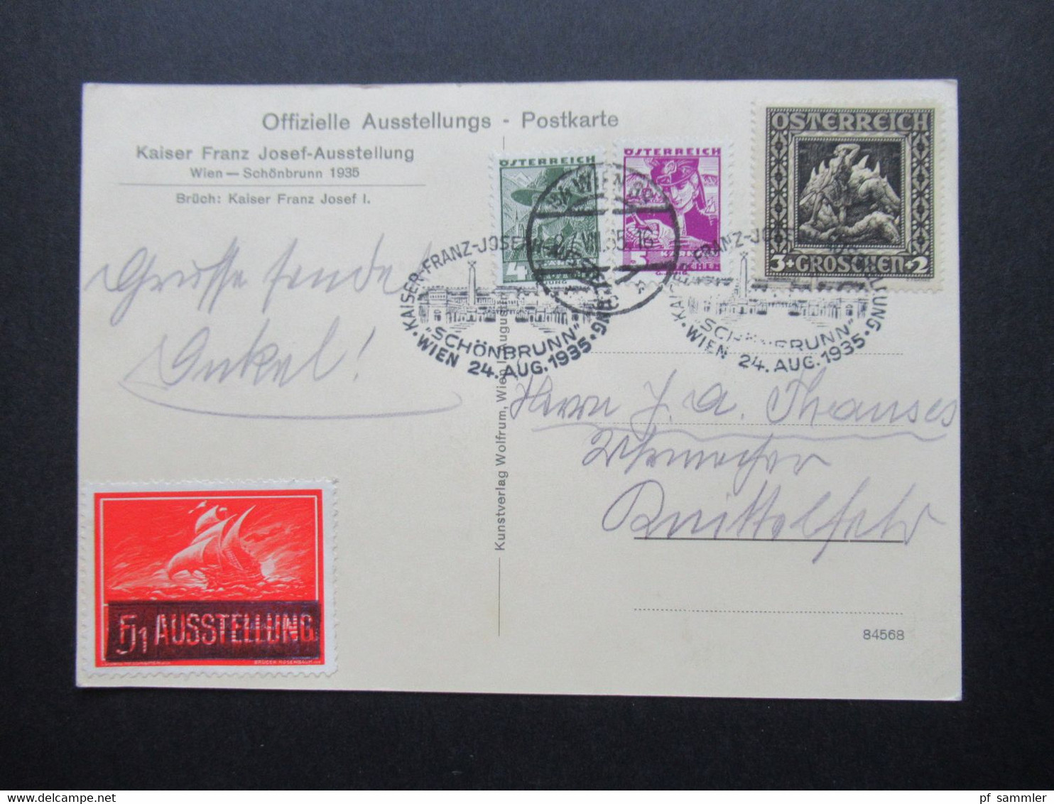 1935 Offizielle PK Kaiser Franz Josef Ausstellung Mit Vignette Und Sonderstempel MiF Mit Nibelungensage Nr. 488 - Covers & Documents