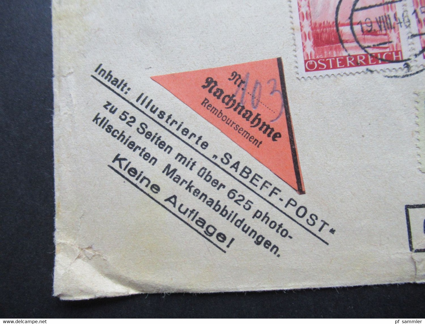 Österreich 1946 Drucksache Sabeff Post Einschreiben Wien 71 Nachnahme Frankiert Mit Landschaften Nr. 738 Und 753 (2) - Lettres & Documents