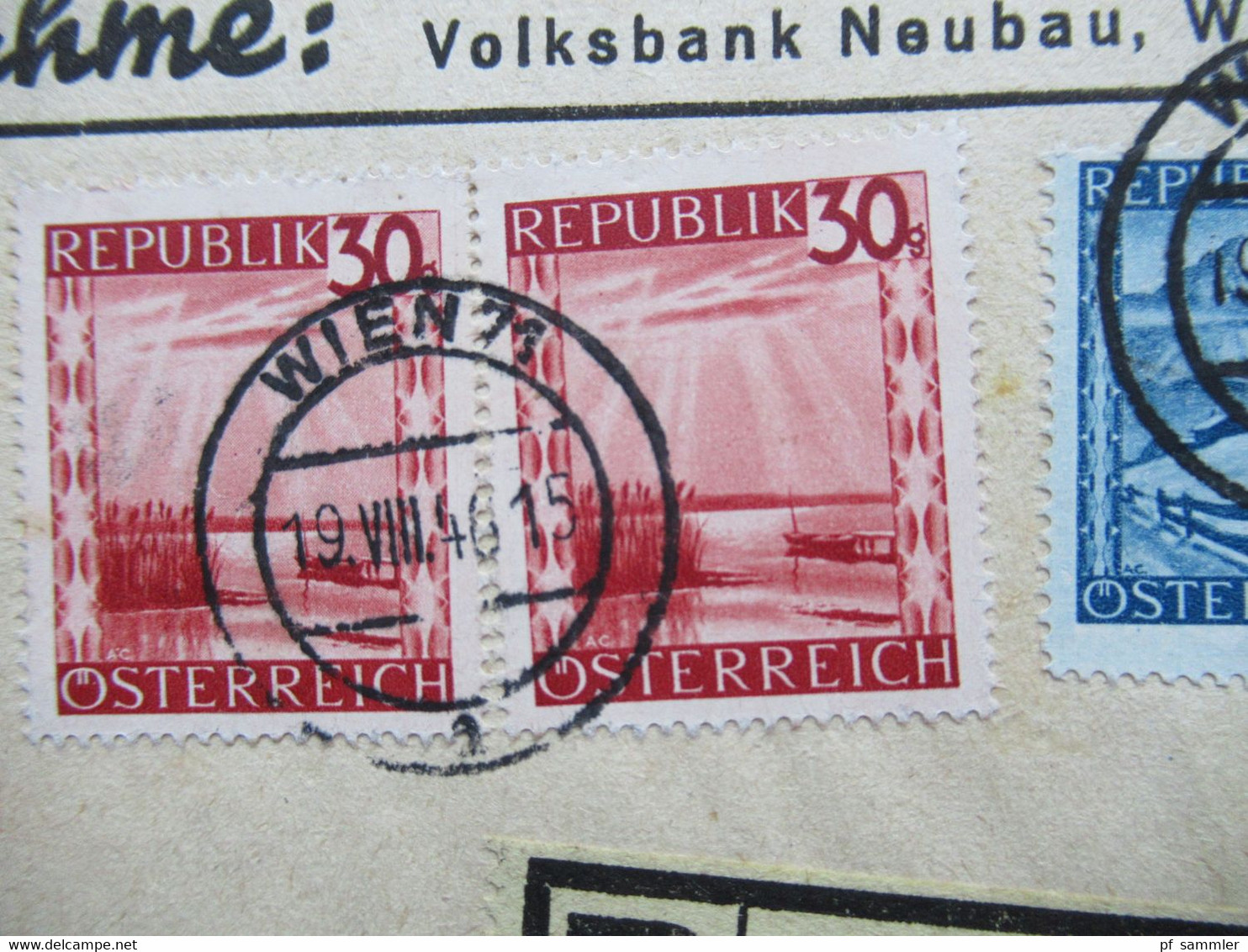 Österreich 1946 Drucksache Sabeff Post Einschreiben Wien 71 Nachnahme Frankiert Mit Landschaften Nr. 738 Und 753 (2) - Briefe U. Dokumente