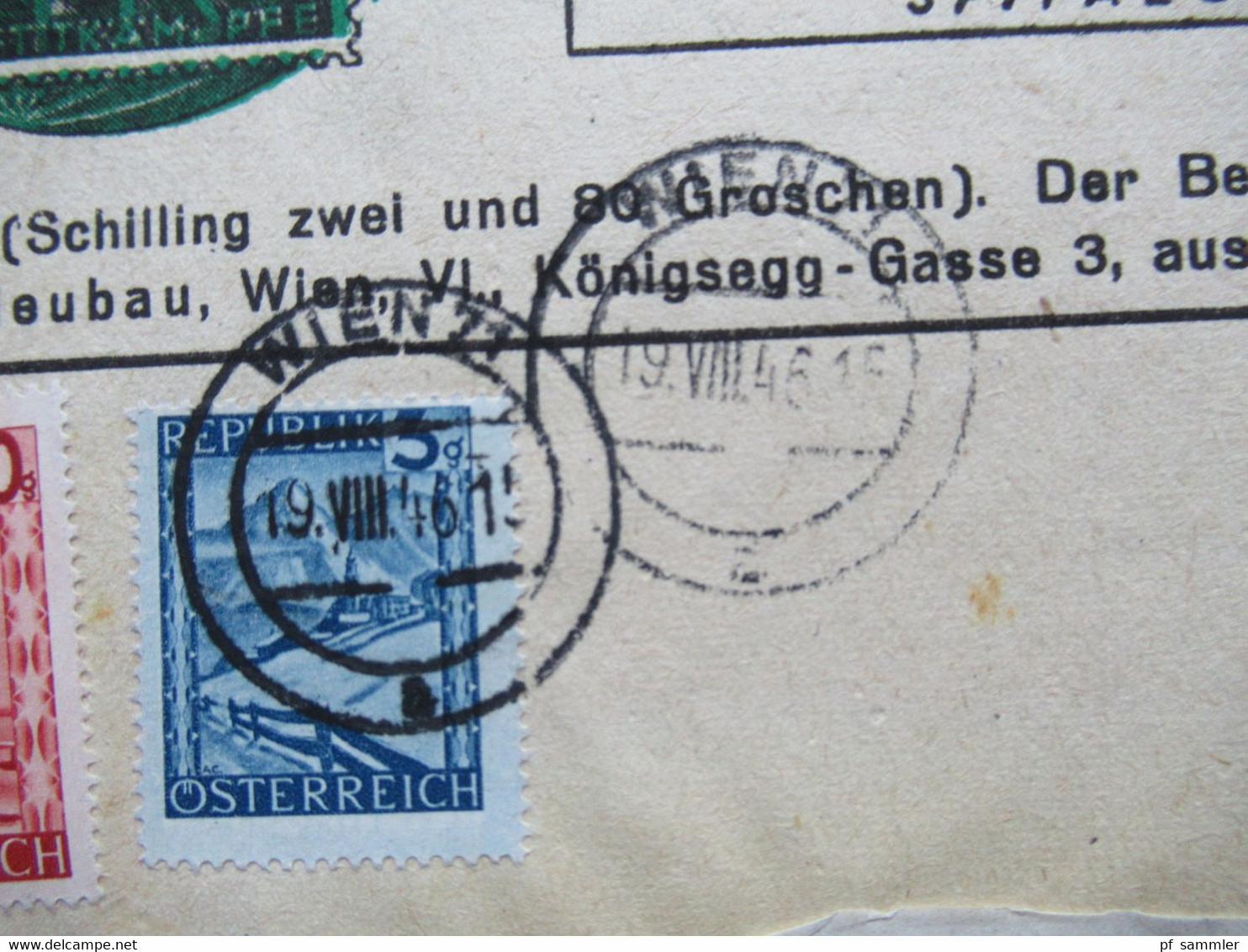 Österreich 1946 Drucksache Sabeff Post Einschreiben Wien 71 Nachnahme Frankiert Mit Landschaften Nr. 738 Und 753 (2) - Storia Postale